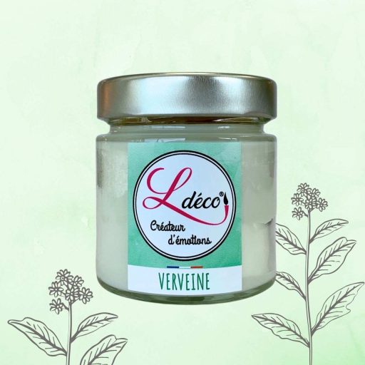 bougie naturelle a la verveine dans un pot en verre disponible chez ldeco bougies naturelles munster