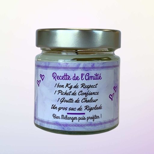 bougie a message avec texte sur la bougie dans le theme de l amitie disponible chez ldeco bougies naturelles