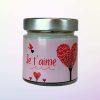bougie je t aime avec coeur dans un pot en verre et un couvercle métal