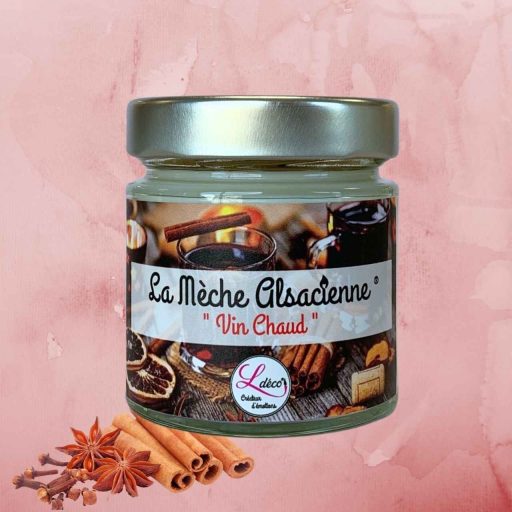 bougie alsace artisanale parfum vin chaud dans un pot en verre