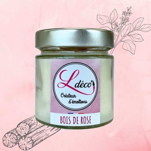 bougie parfumee ldeco bois de rose dans son petit pot en verre