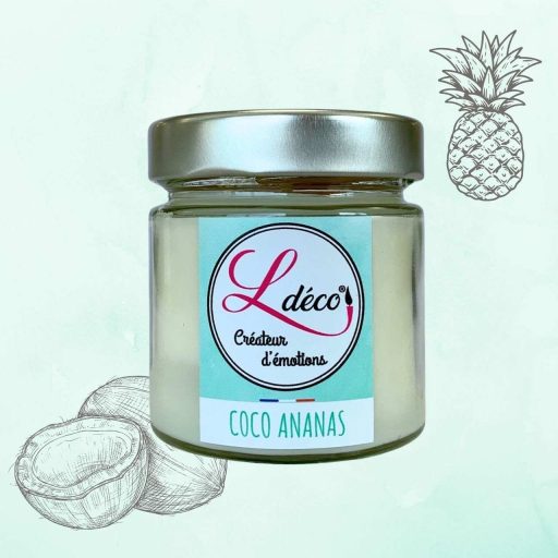 bougie parfumée coco ananas dans son petit pot en verre