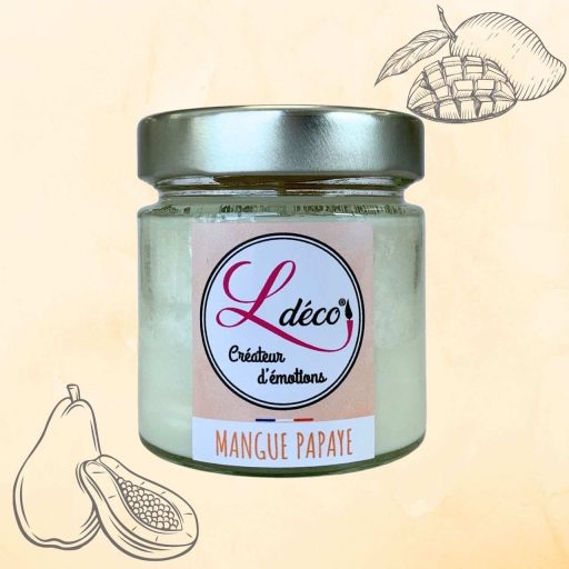 bougie ldeco parfumee mangue papaye dans son petit pot en verre