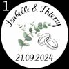 bougie personnalisée mariage avec alliance et feuille eucalyptus en décoration
