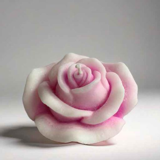 bougie decorative en forme de rose sans parfum - coloris rose et blanc