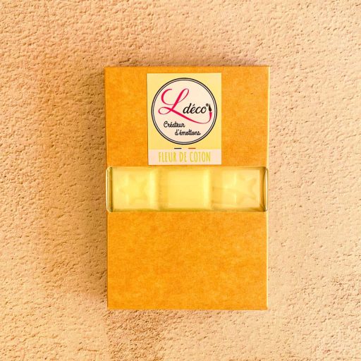 Cire parfumée fondant fleur de coton douce naturelle artisanale Ldéco cire végétale parfum Grasse sans CMR Made in France Vosges