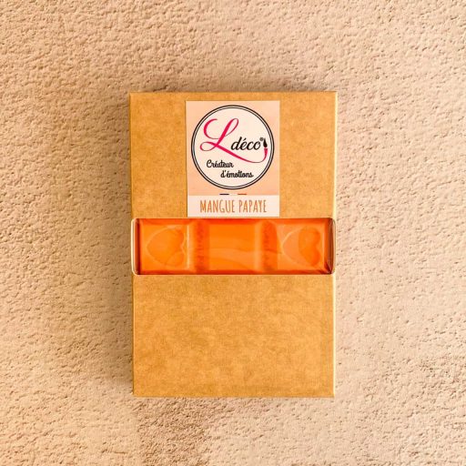 Cire parfumée fondant mangue papaye tropicale naturelle artisanale Ldéco cire végétale parfum Grasse sans CMR Made in France Vosges