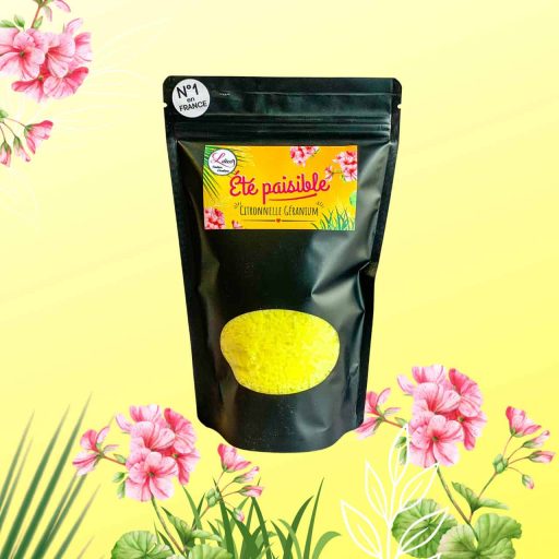 Paillettes de cire bougie citronnelle géranium naturelles artisanales Été Paisible Ldéco déjà parfumées Grasse sans CMR + 2 mèches coton, kit bougie maison sans chauffer Made in France Vosges